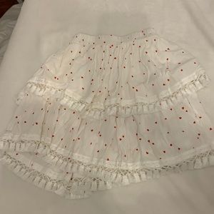 White Heart Skirt with Frill Trim